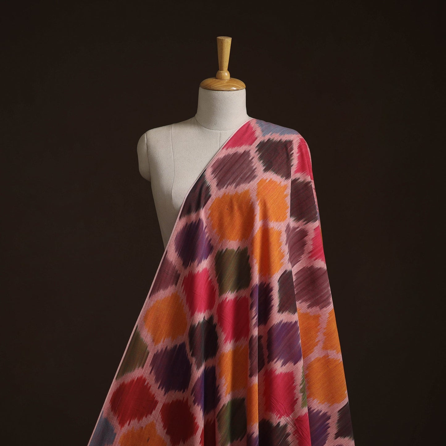 Cotton central asian pochampally ikat fabric 16