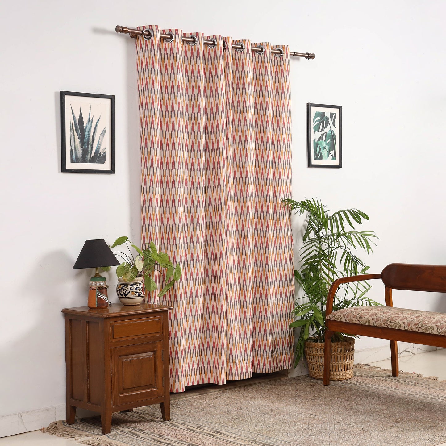 Multicolor - cotton door pochampally ikat curtain (7 x 3