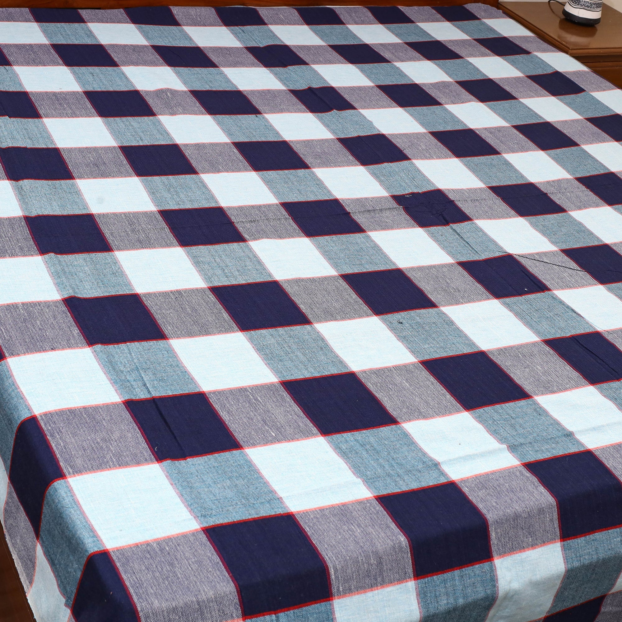 Multicolor - cotton double handloom bed cover (98 x 90 in)