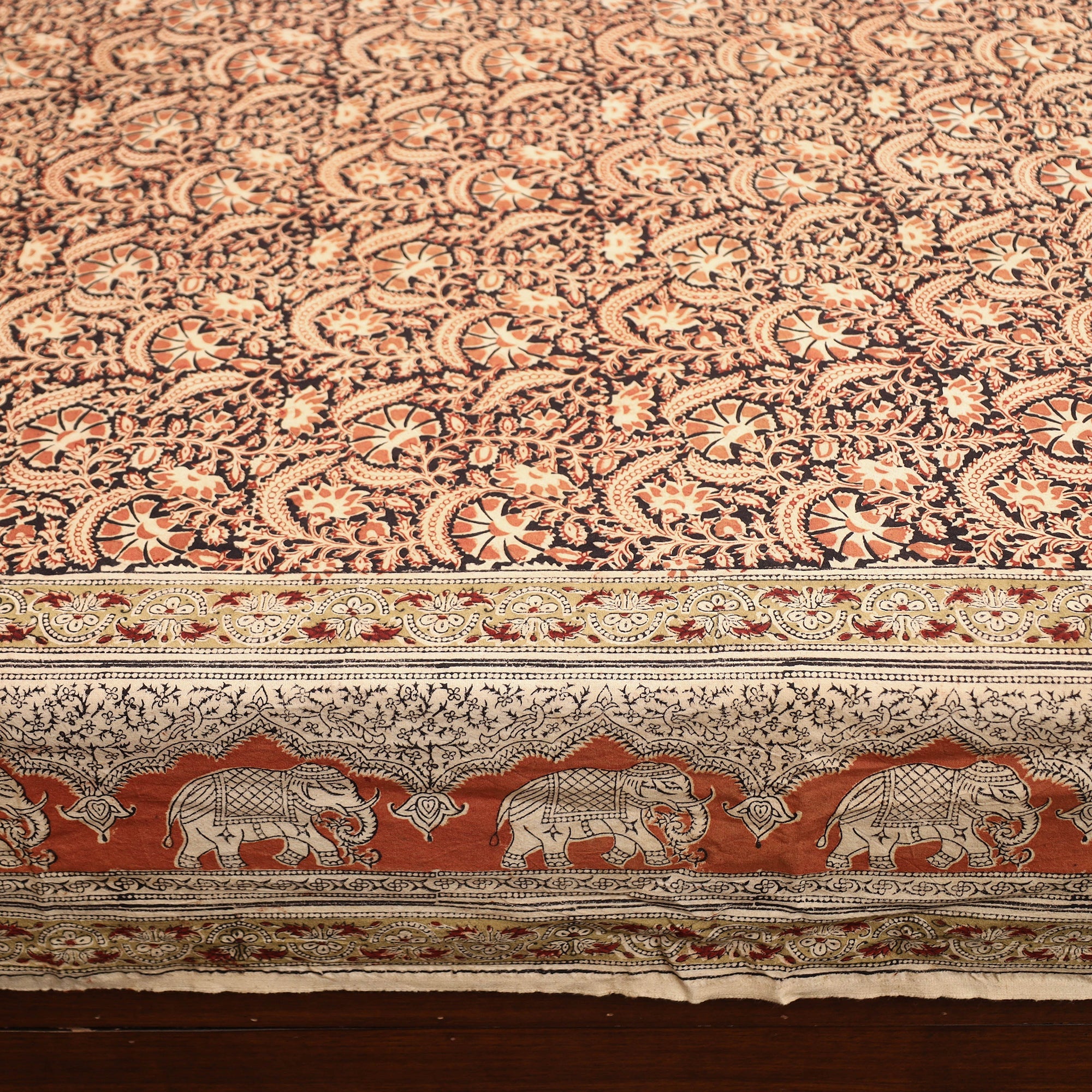 Buy Pedana Kalamkari Block Printed Cotton Double Bed Cover (111 x 91 in) 04 Online at iTokri.com