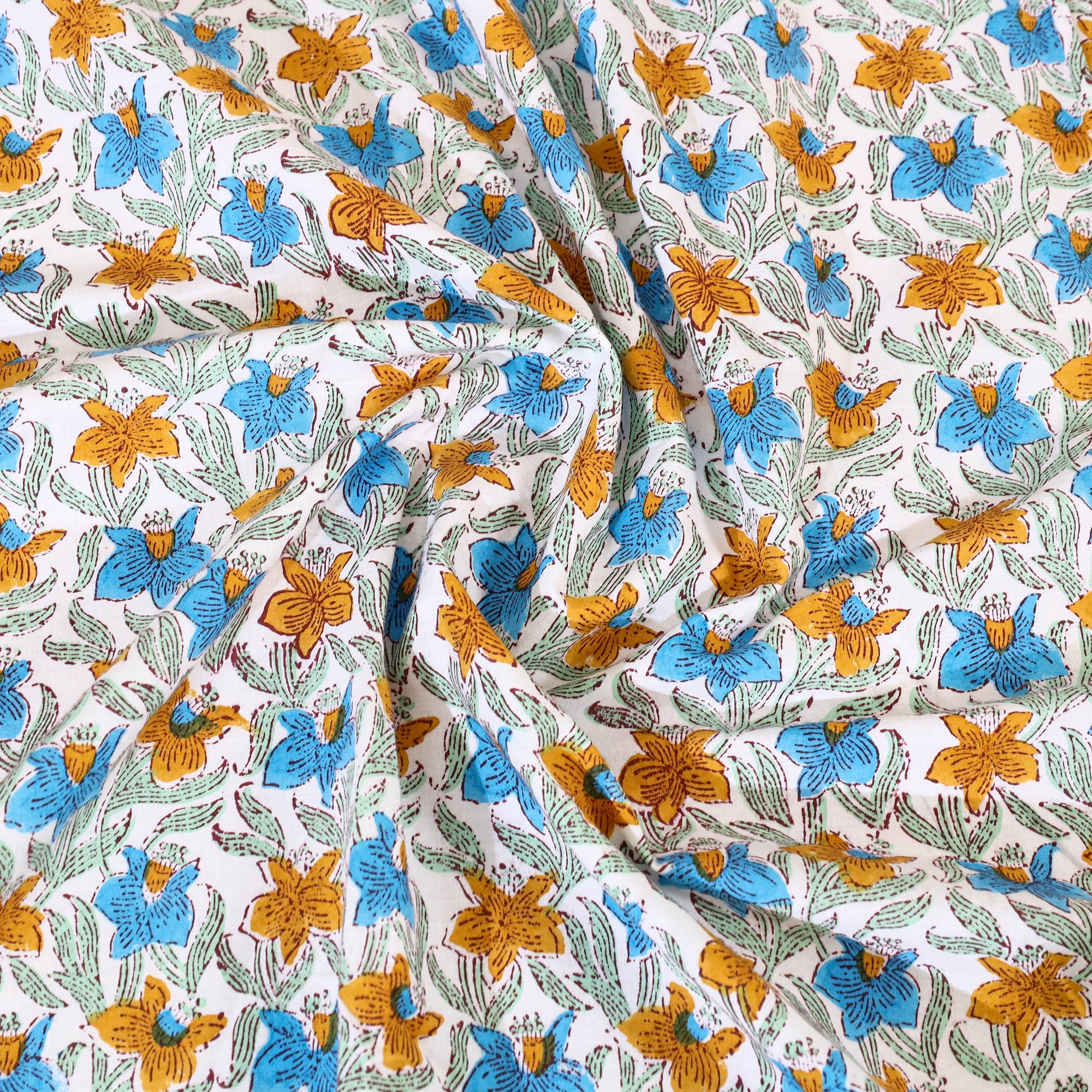 Multicolor - Block Print Cotton Double Sanganeri Bed Sheet 41