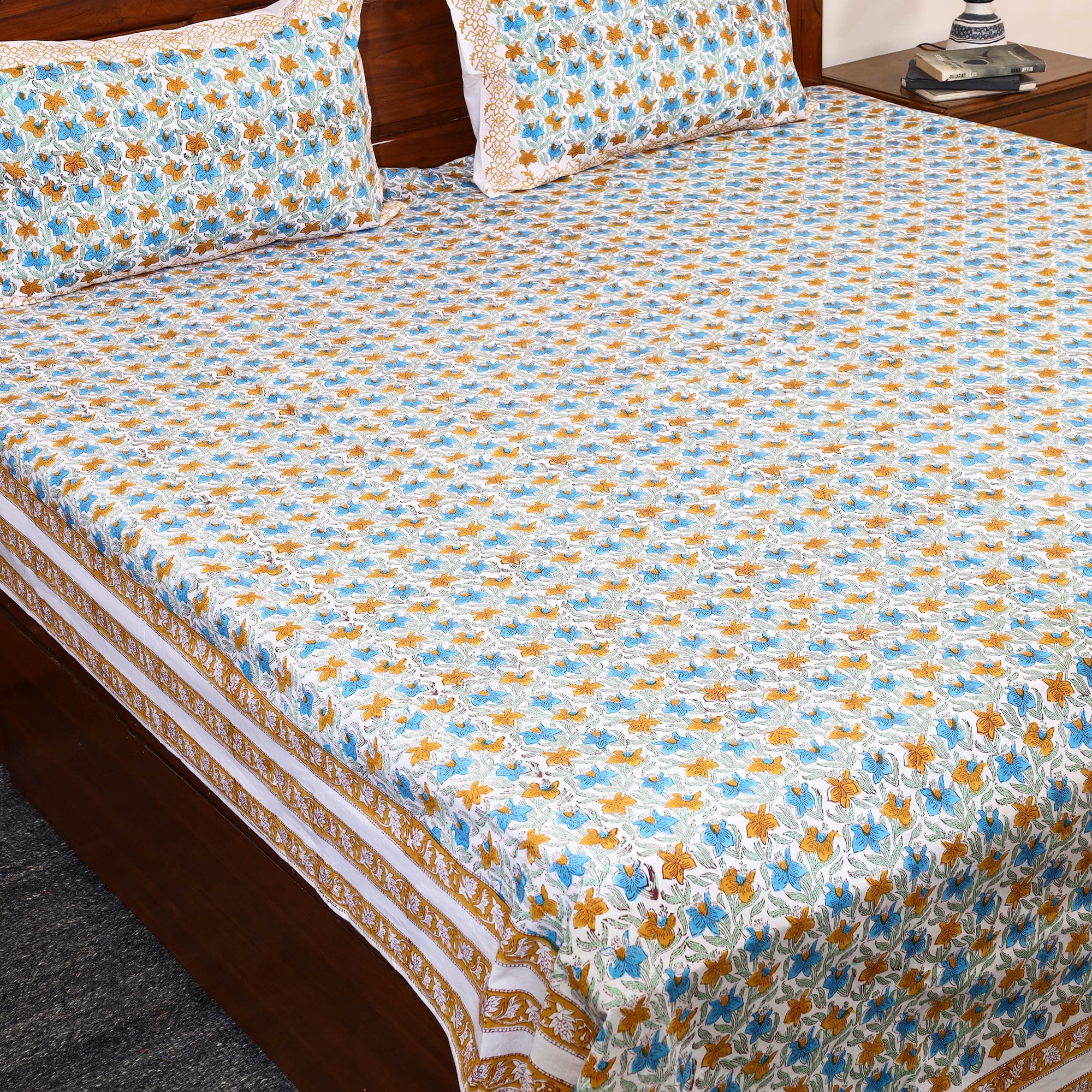 Multicolor - Block Print Cotton Double Sanganeri Bed Sheet 41