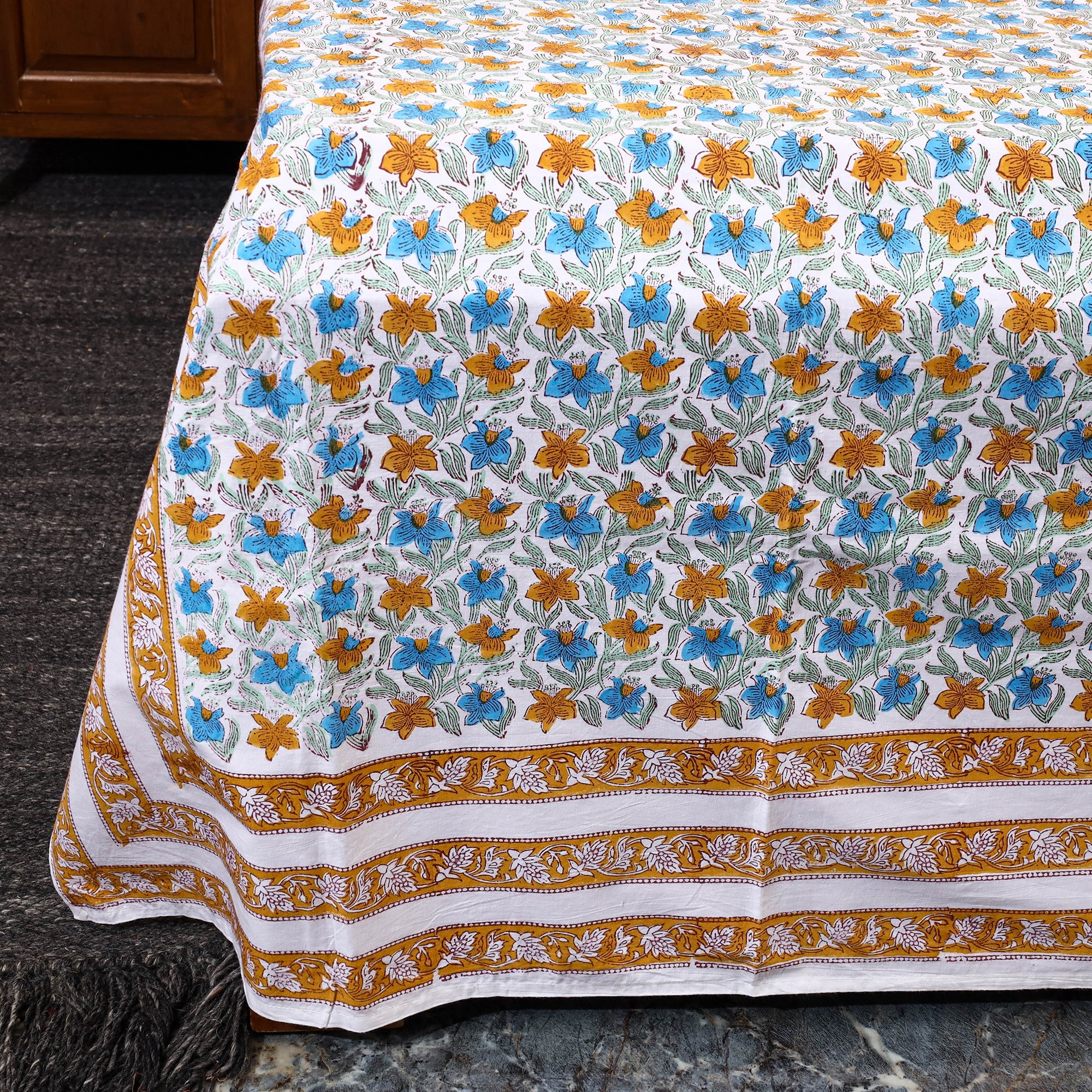Multicolor - Block Print Cotton Double Sanganeri Bed Sheet 41