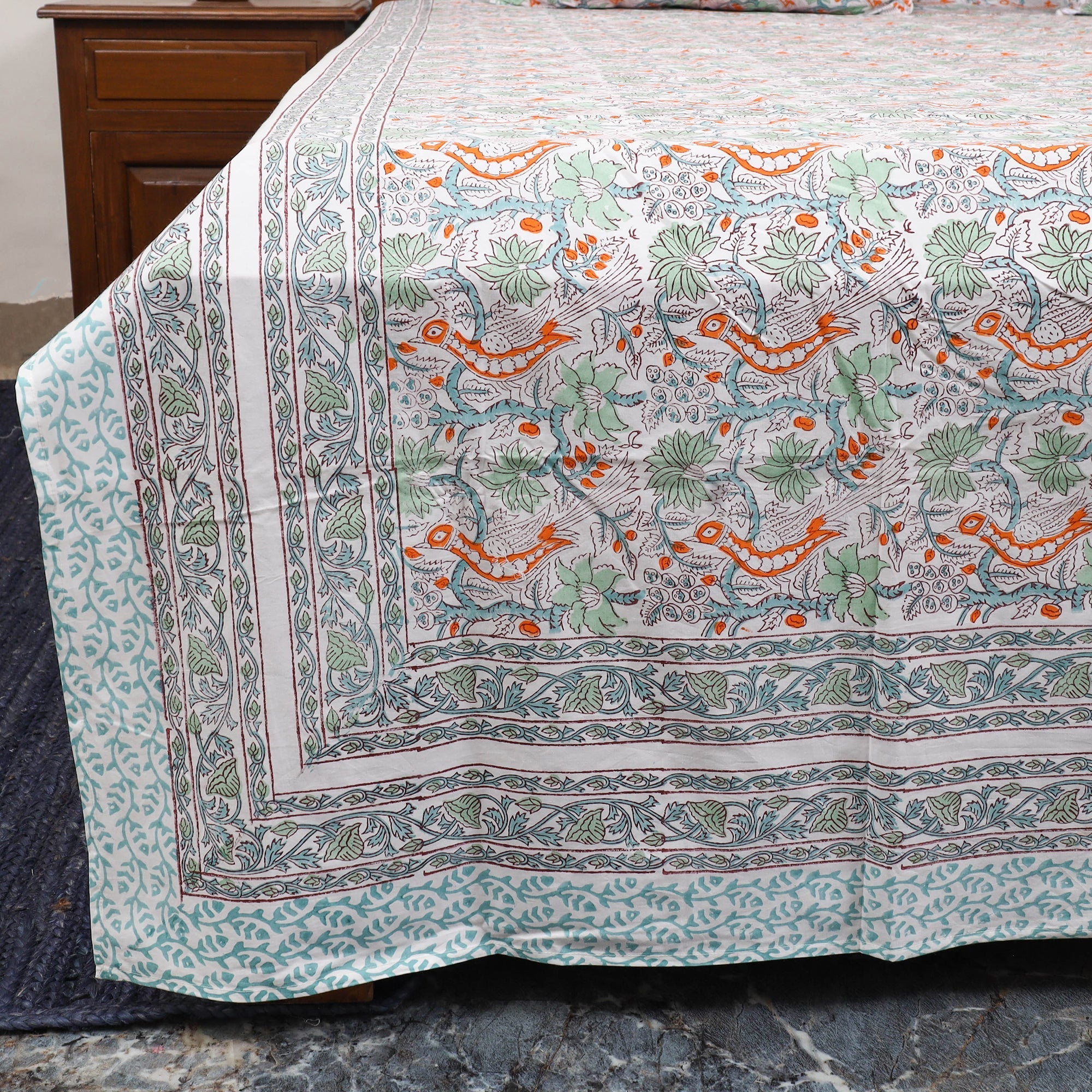 Cotton double sanganeri bed sheet set (108 x 90 in) 01