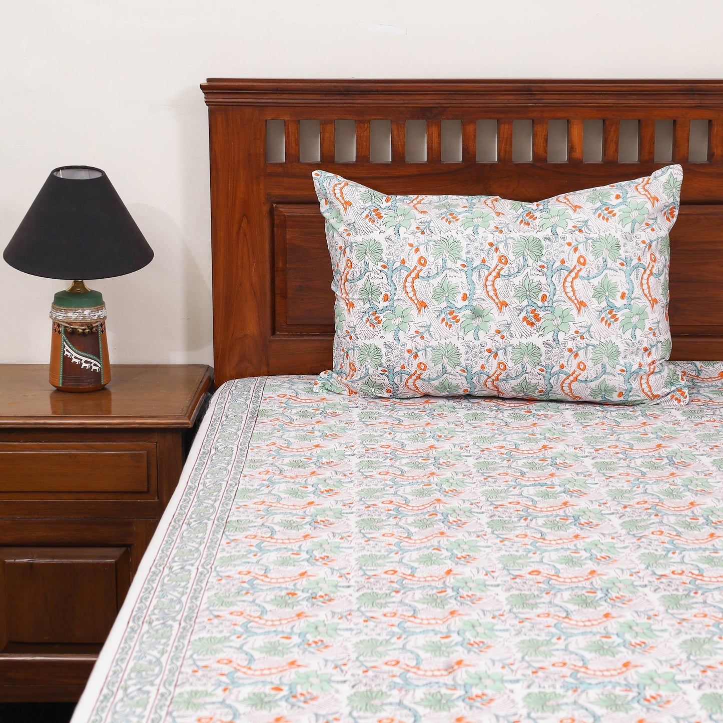 Cotton double sanganeri bed sheet set (108 x 90 in) 01