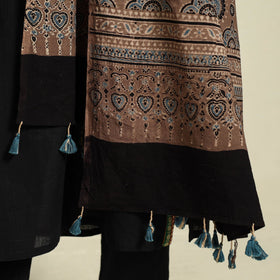 Buy Multicolor Block Print Cotton Ajrakh Dupatta With Tassels