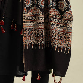 Buy Multicolor Block Print Cotton Ajrakh Dupatta With Tassels