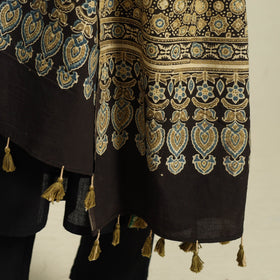 Buy Multicolor Block Print Cotton Ajrakh Dupatta With Tassels