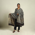 Buy Multicolor Block Print Cotton Ajrakh Dupatta With Tassels