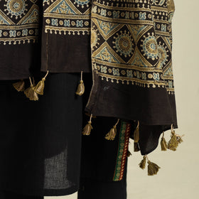 Buy Multicolor Block Print Cotton Ajrakh Dupatta With Tassels
