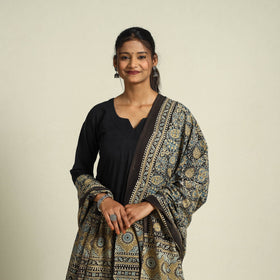 Buy Multicolor Block Print Cotton Ajrakh Dupatta With Tassels
