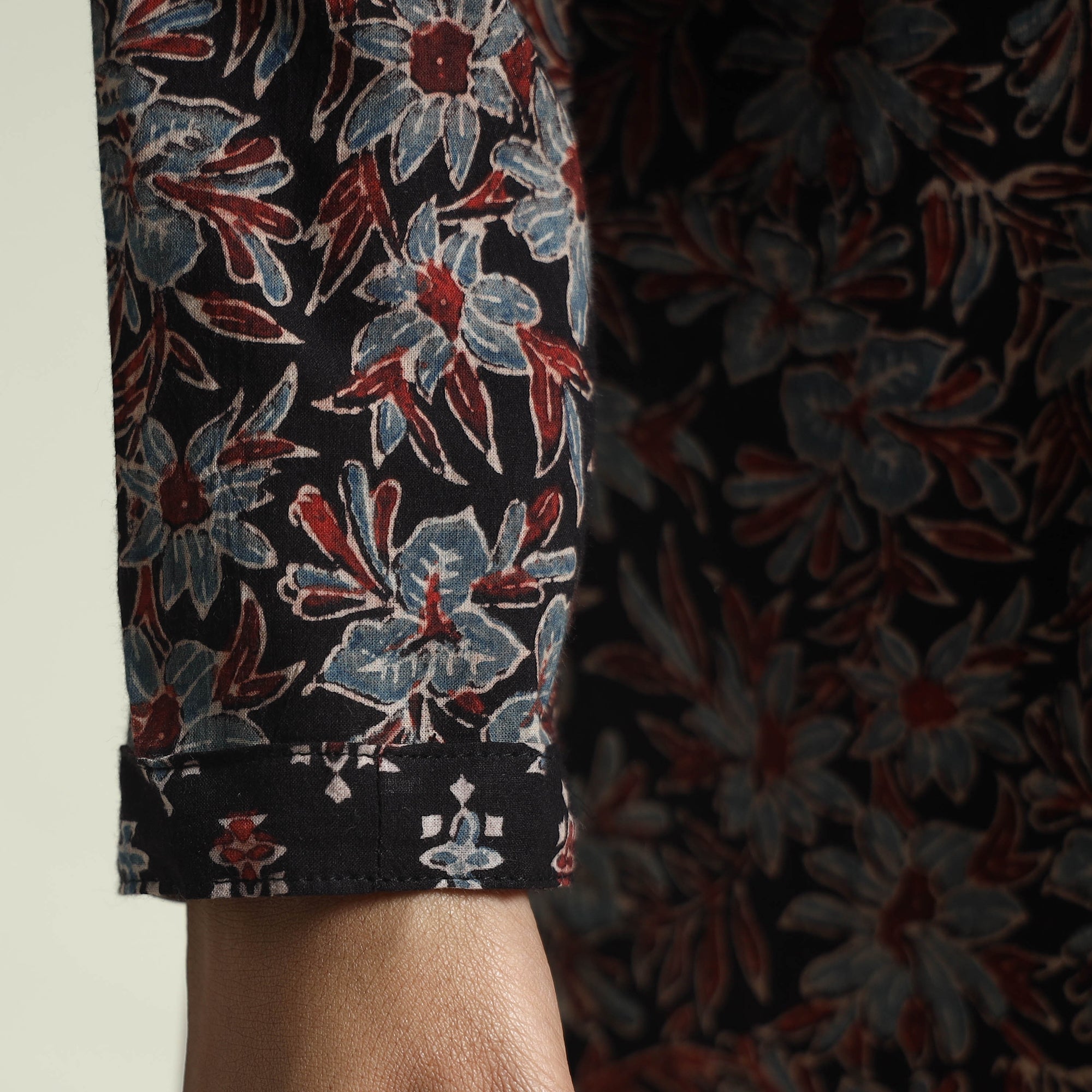 Buy Block Print Cotton Flared Ajrakh Kurta with Palazzo Set