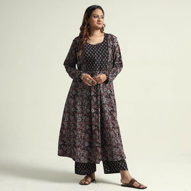 Buy Block Print Cotton Flared Ajrakh Kurta with Palazzo Set