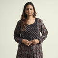 Buy Block Print Cotton Flared Ajrakh Kurta with Palazzo Set