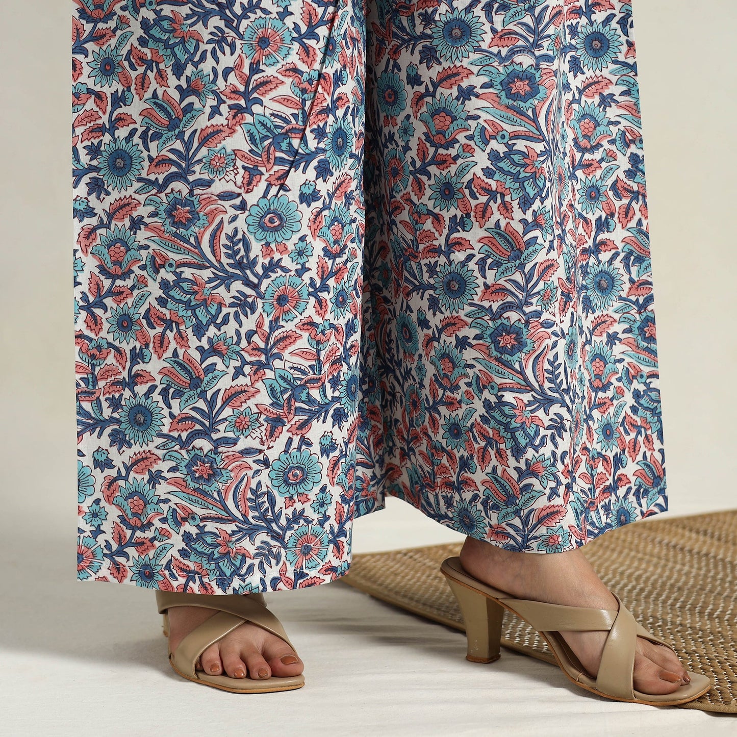  Multicolor Block Print Cotton Flared Sanganeri Kurta Set