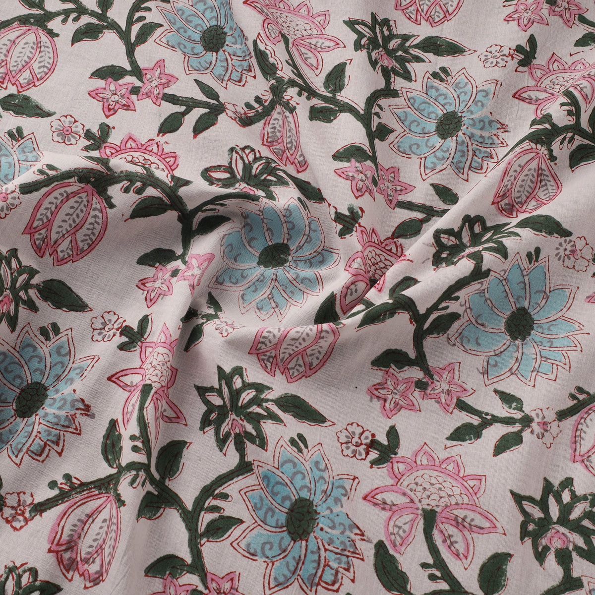 Cotton hand block sanganeri print fabric 03 - handcrafted
