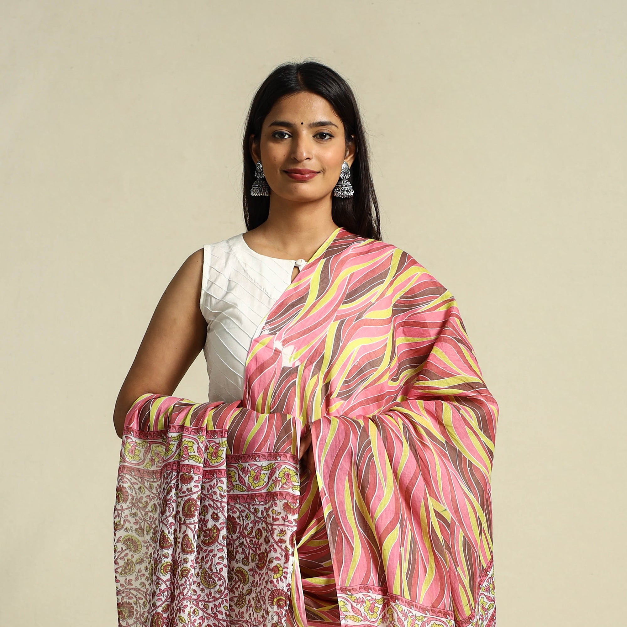  Multicolor Cotton Jaipur Printed Dupatta 