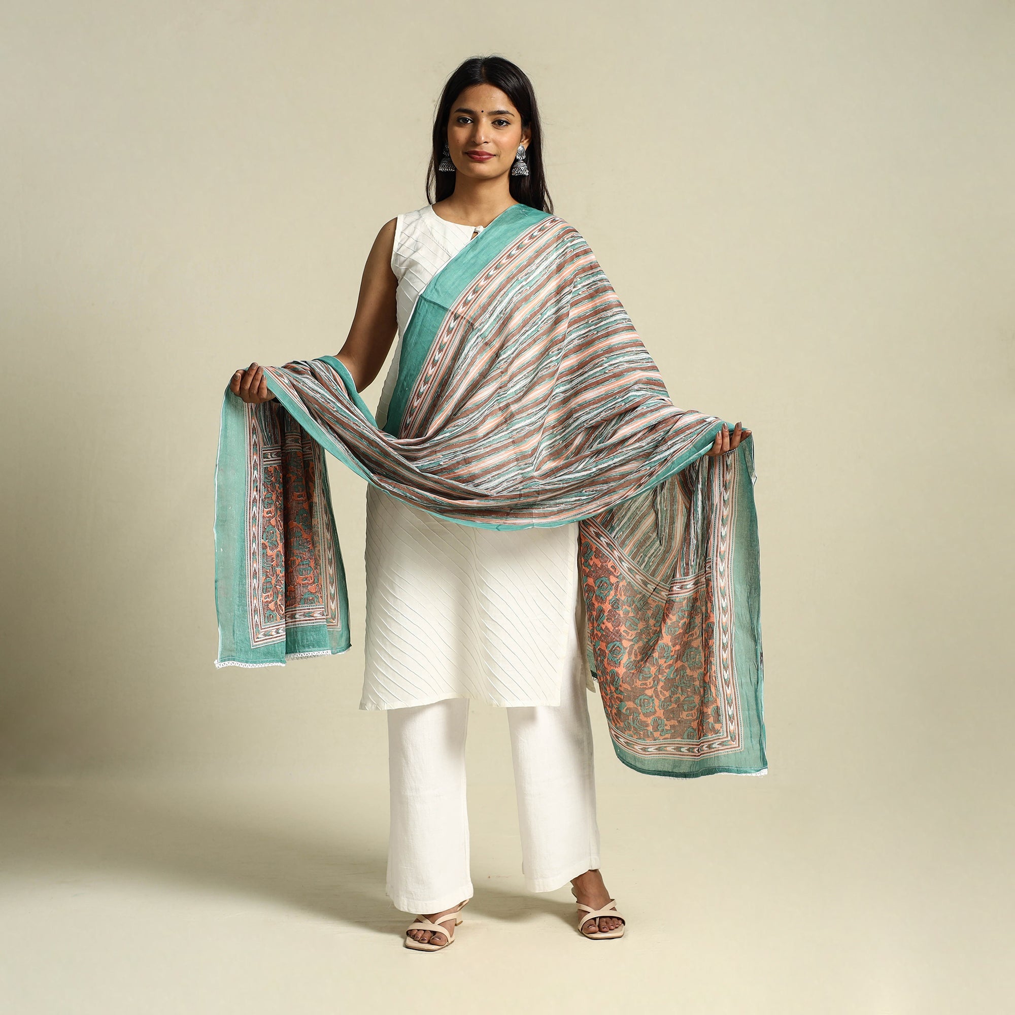 Multicolor Cotton Jaipur Printed Dupatta 