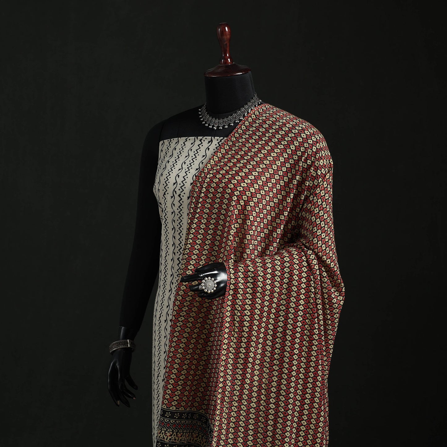 Cotton jaipur printed dupatta 32 - handcrafted