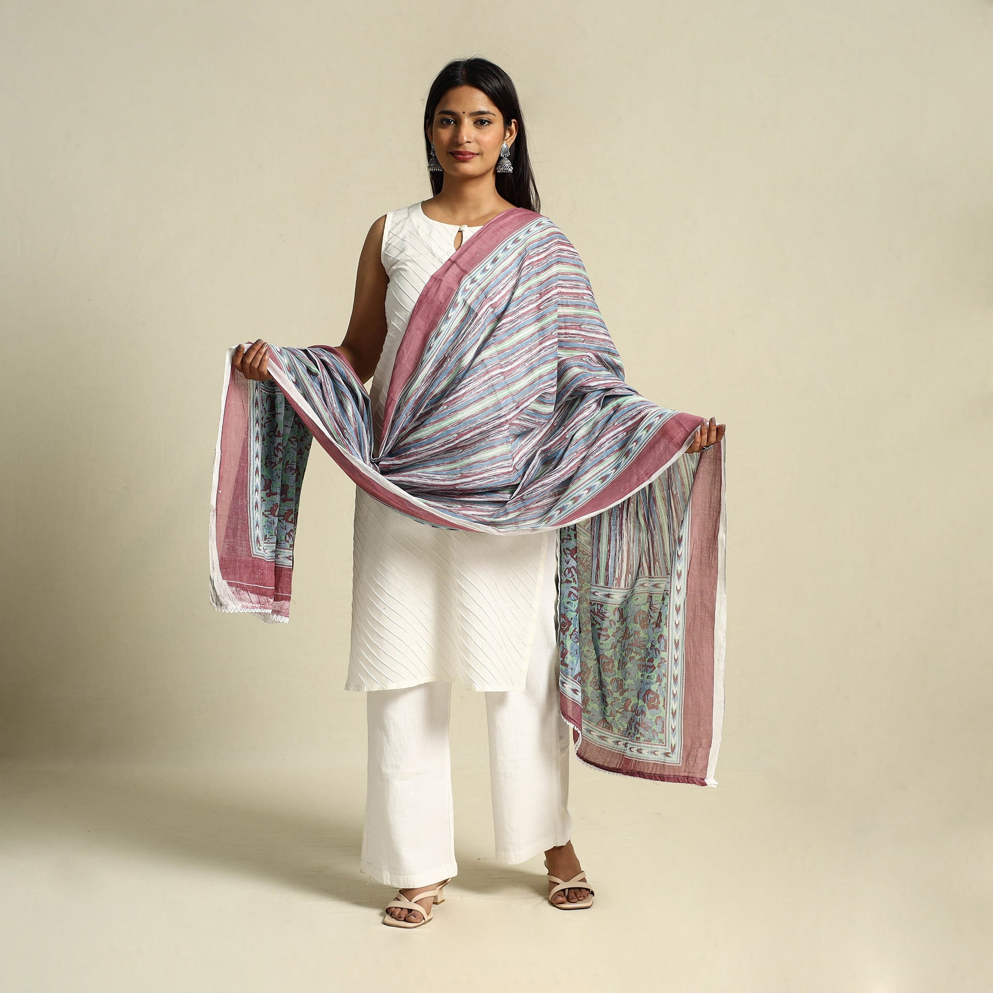 Multicolor - cotton jaipur printed dupatta 34 - handcrafted