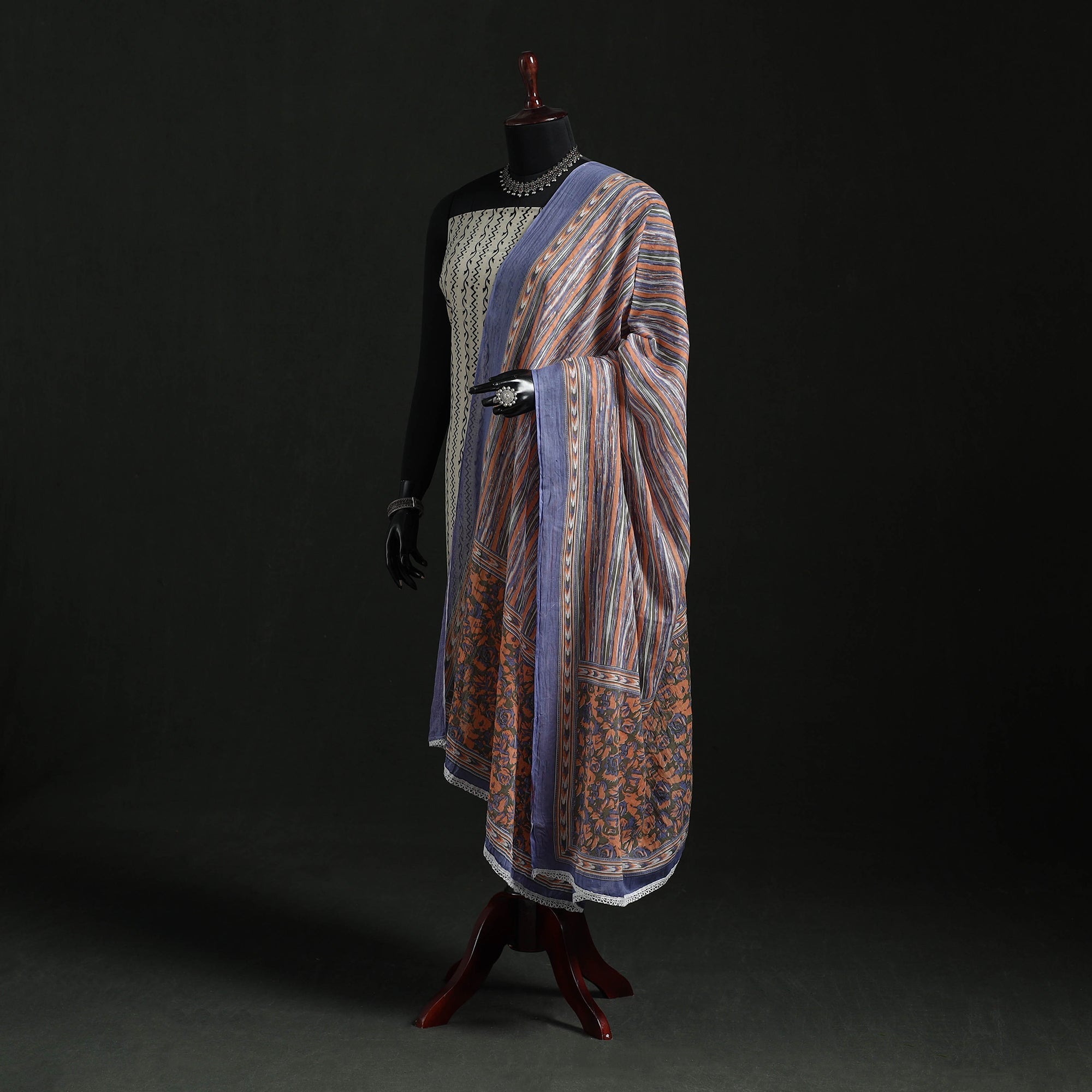 Cotton jaipur printed dupatta 49 - handcrafted