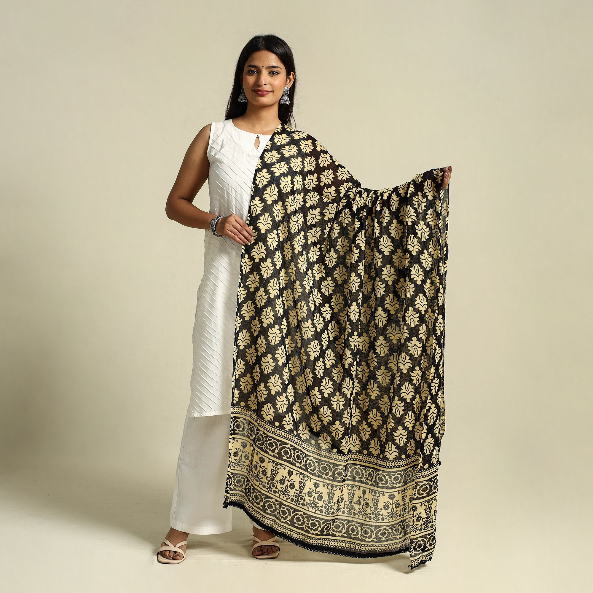 Buy Multicolor Cotton Jaipur Printed Dupatta Online