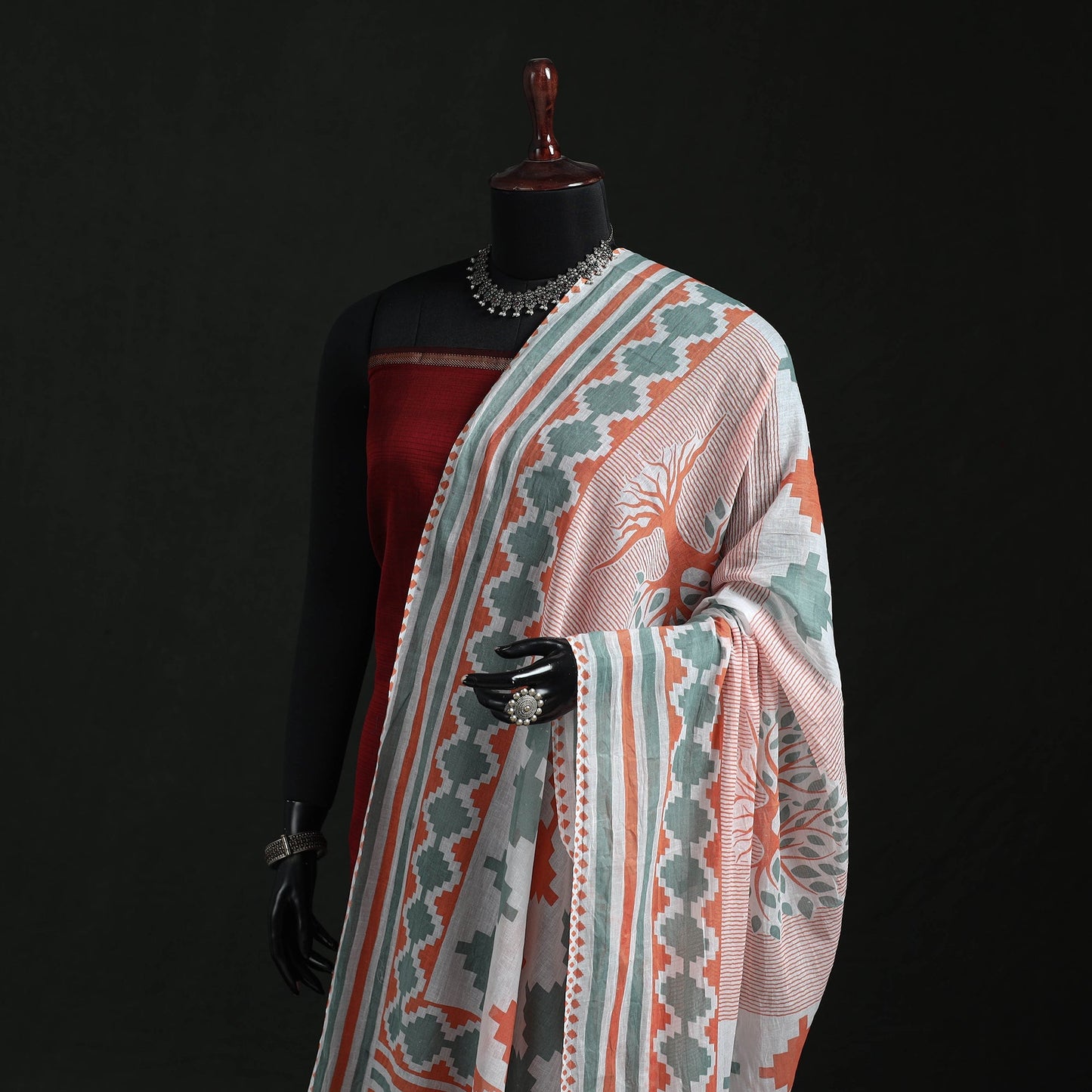 Cotton jaipur printed dupatta 97 - handcrafted