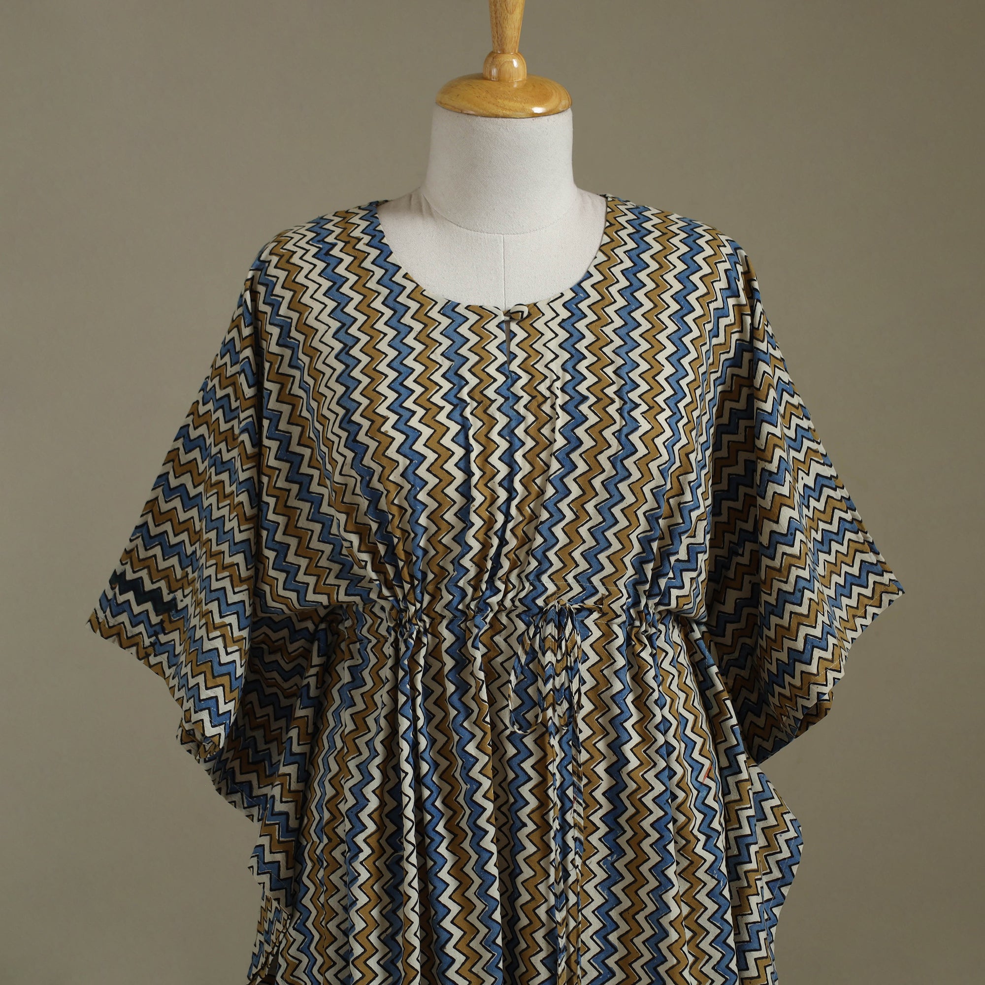 Multicolor Ajrakh Block Print Cotton Kaftan (Long)