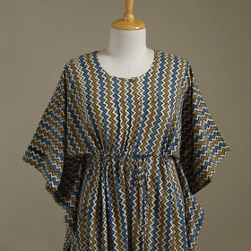 Multicolor Ajrakh Block Print Cotton Kaftan (Long)