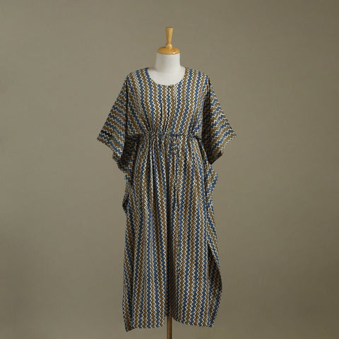 Multicolor Ajrakh Block Print Cotton Kaftan (Long)