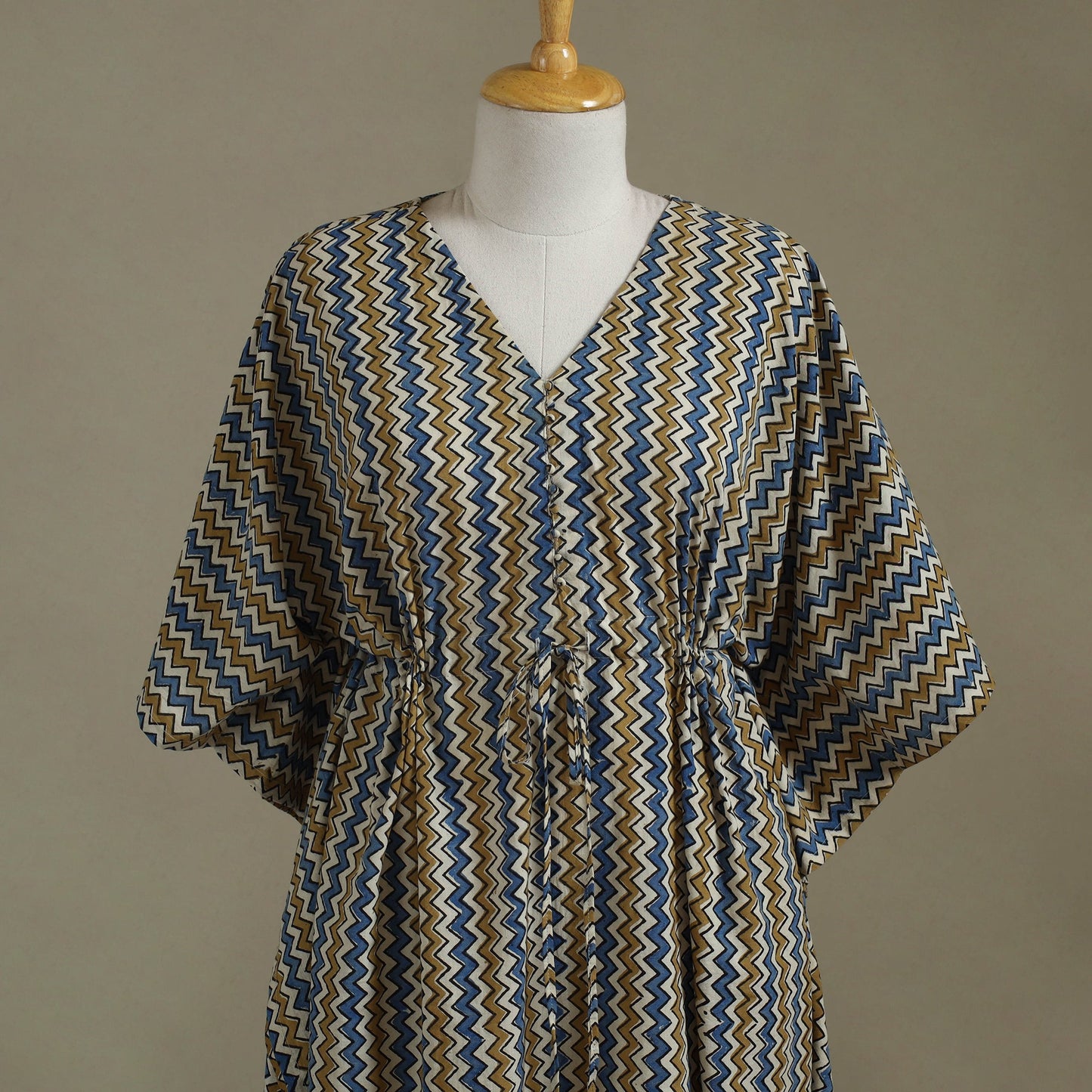 Multicolor Ajrakh Block Print Cotton Kaftan (Long)