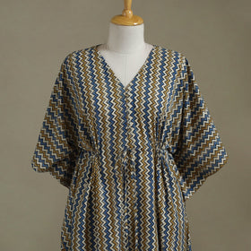 Multicolor Ajrakh Block Print Cotton Kaftan (Long)