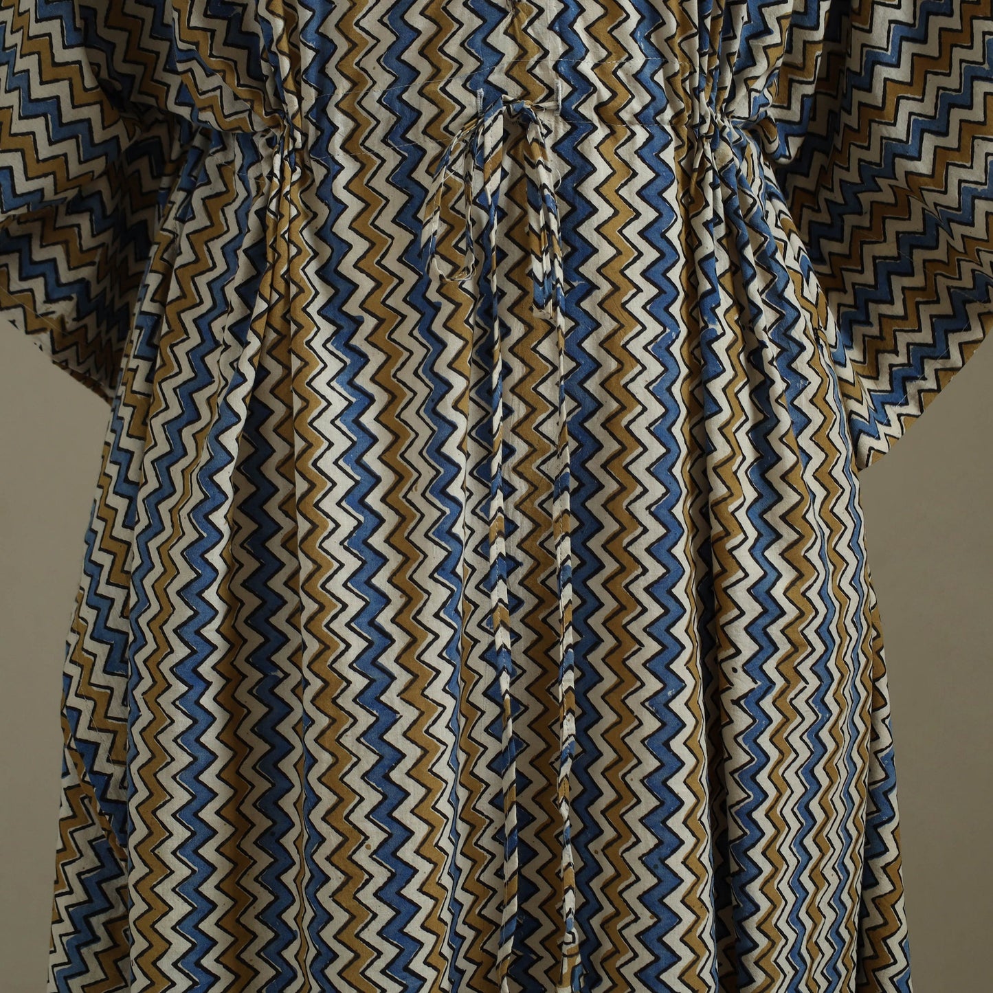 Multicolor Ajrakh Block Print Cotton Kaftan (Long)