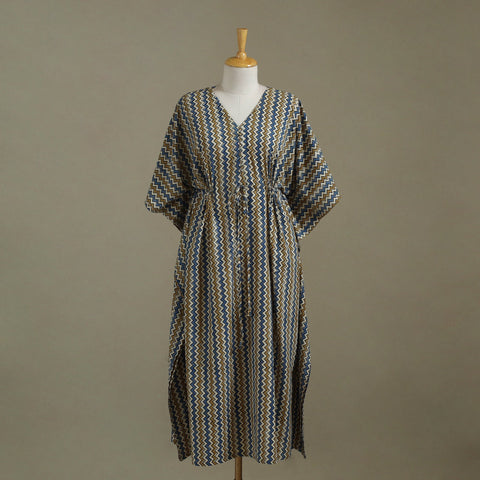 Multicolor Ajrakh Block Print Cotton Kaftan (Long)