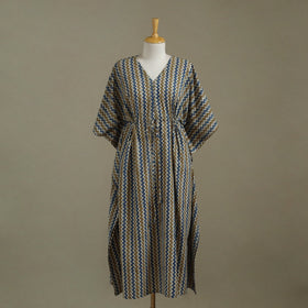 Multicolor Ajrakh Block Print Cotton Kaftan (Long)