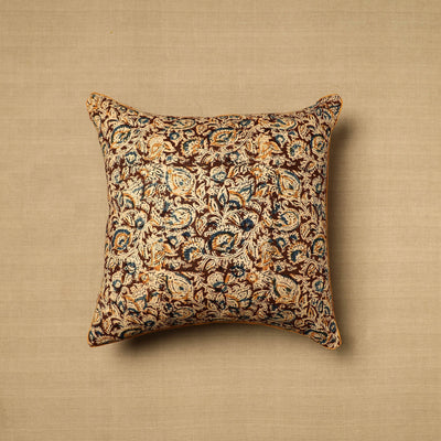 Multicolor - Block Print Cotton Kalamkari Cushion Cover (16 x 16 in) 09