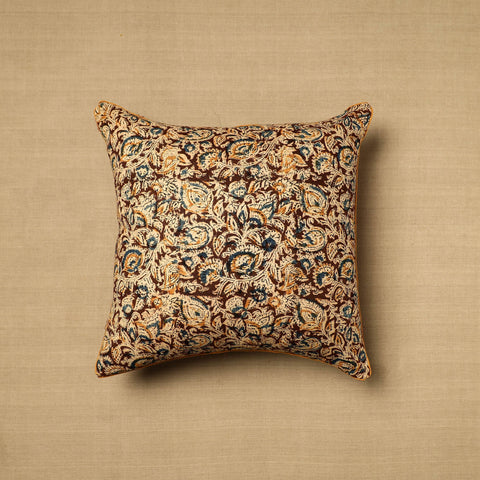 Multicolor - Block Print Cotton Kalamkari Cushion Cover (16 x 16 in) 09