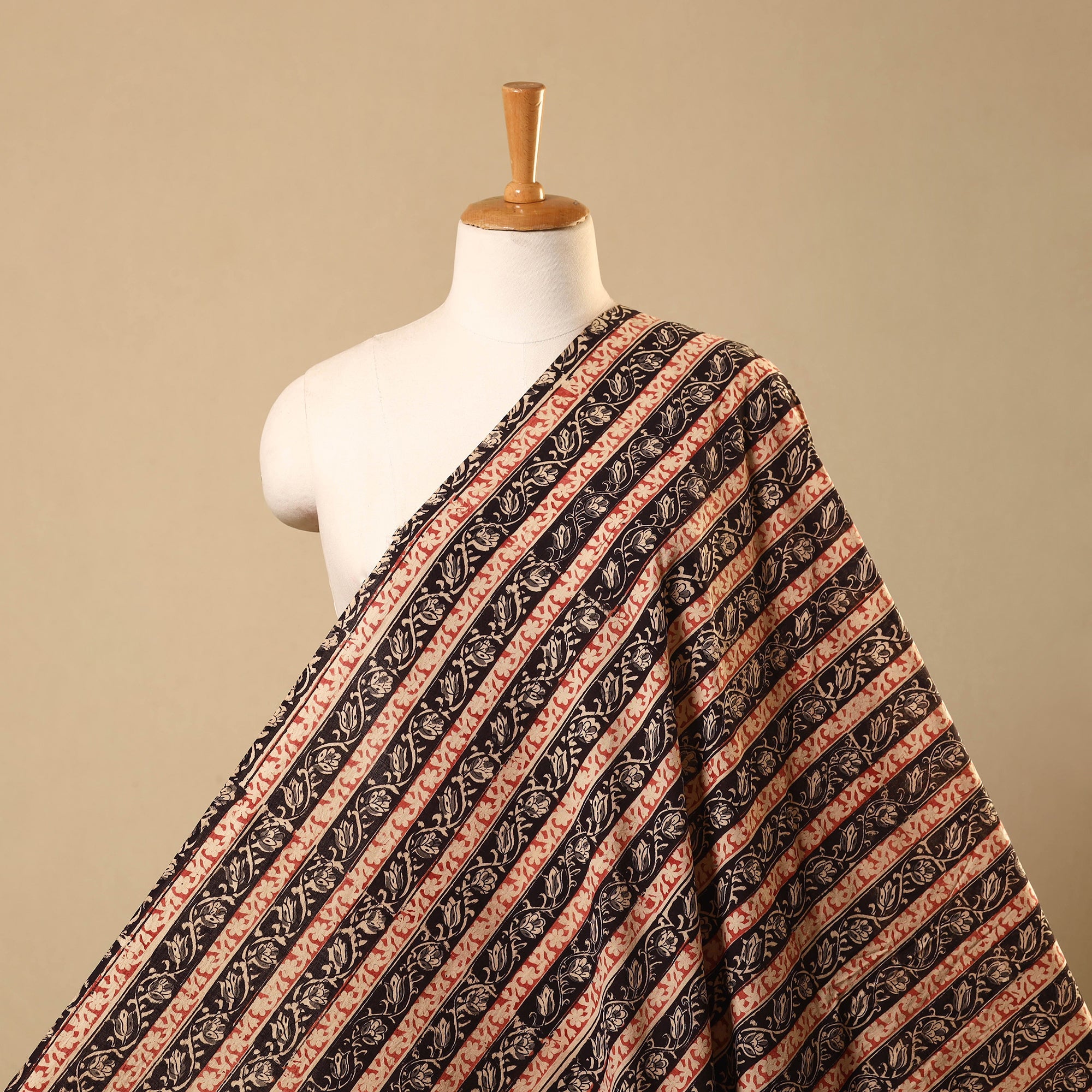 Multicolor Block Print Cotton Kalamkari Fabric