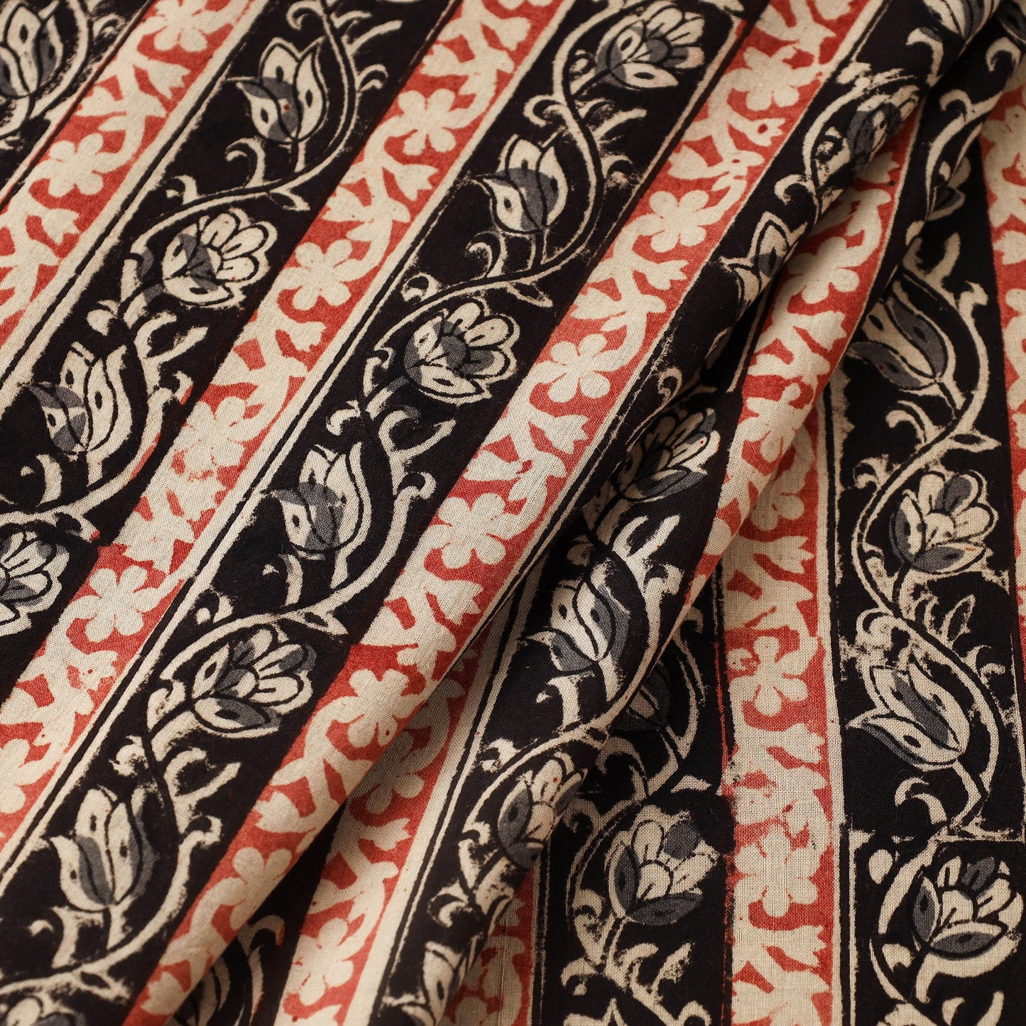 Multicolor Block Print Cotton Kalamkari Fabric