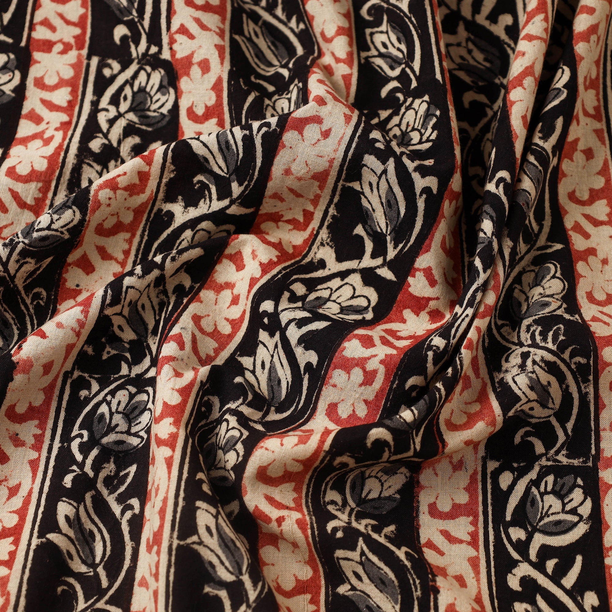 Multicolor Block Print Cotton Kalamkari Fabric