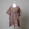 Multicolor Block Print Cotton Kalamkari Kaftan with Tie-Up Waist