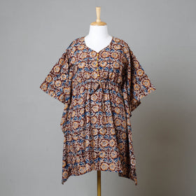 Multicolor Block Print Cotton Kalamkari Kaftan with Tie-Up Waist
