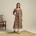  Multicolor Block Print Cotton A-Line Kalamkari Kurta For Women