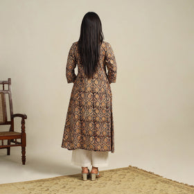  Multicolor Block Print Cotton A-Line Kalamkari Kurta For Women
