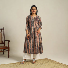  Multicolor Block Print Cotton A-Line Kalamkari Kurta For Women