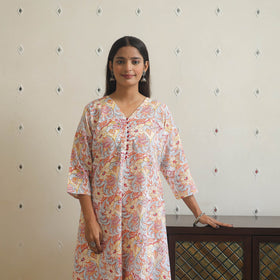 Multicolor - cotton a-line sanganeri kurta 19 - handcrafted