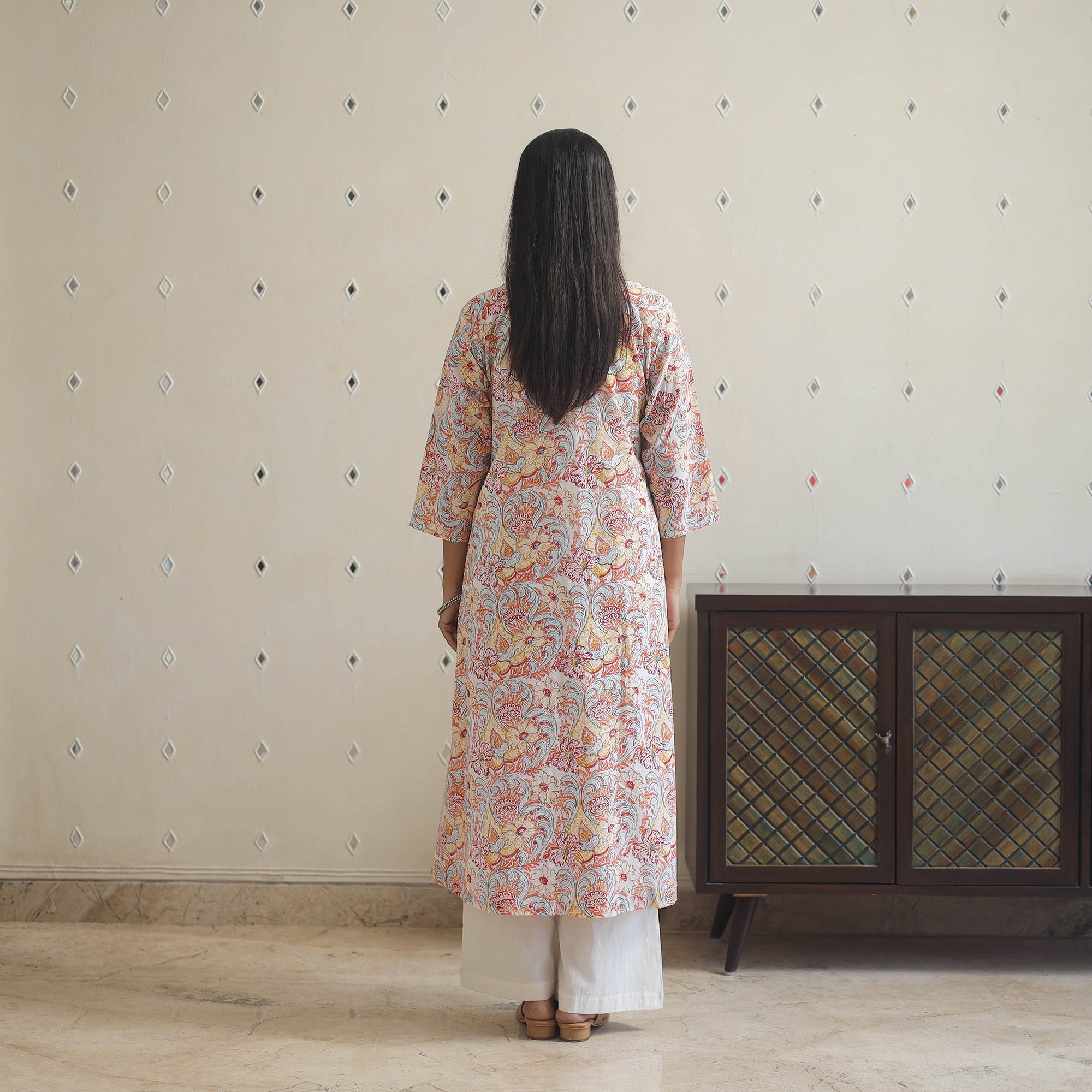 Multicolor - cotton a-line sanganeri kurta 19 - handcrafted