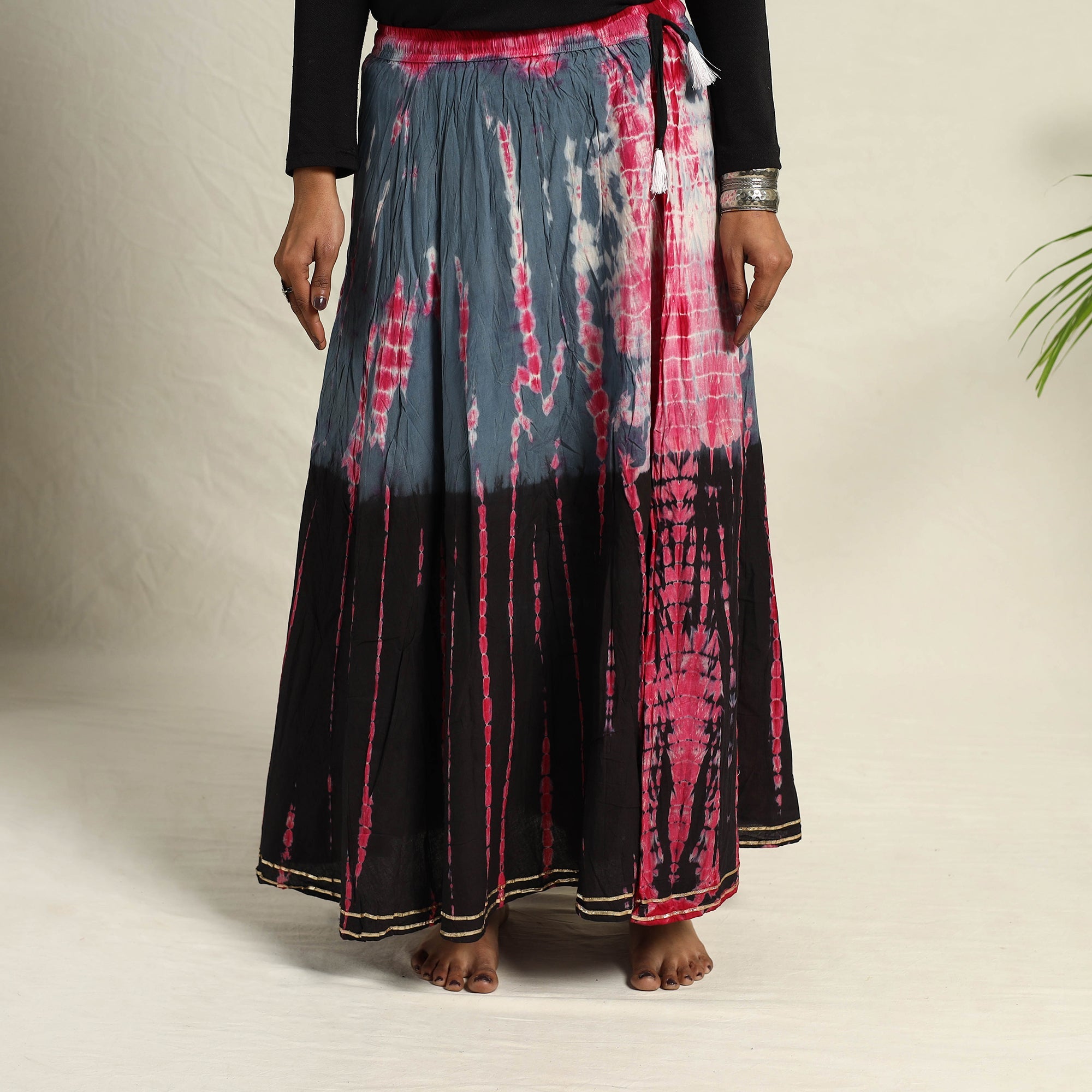 Multicolor -  Cotton Long Shibori Tie-Dye Skirt 02