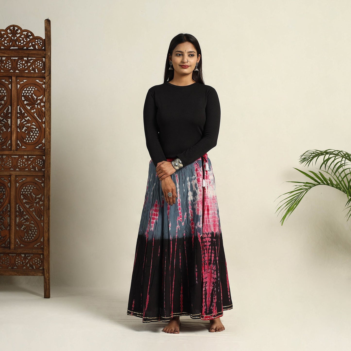 Multicolor -  Cotton Long Shibori Tie-Dye Skirt 02