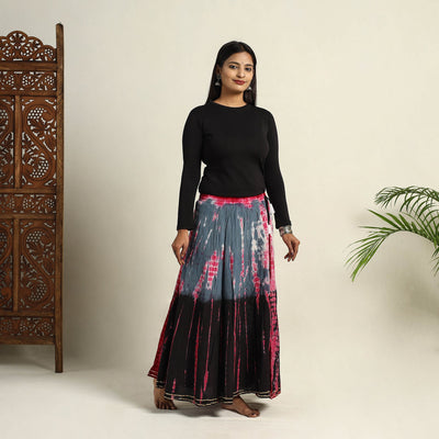 Multicolor -  Cotton Long Shibori Tie-Dye Skirt 02